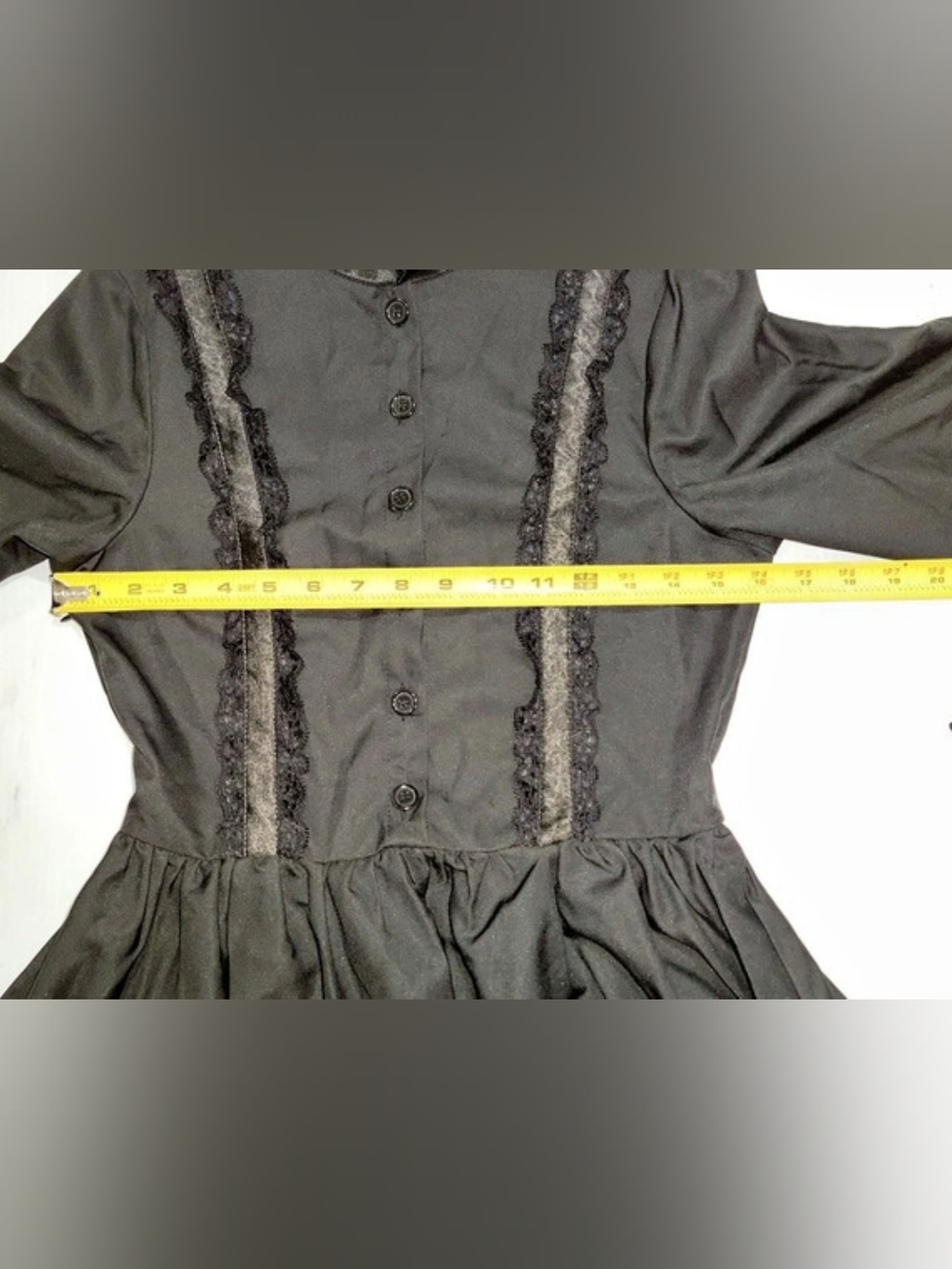 NWOT Black Gothic Victorian Prairie Dress Lace Velvet Trim Costume Women XS - Picture 10 of 10